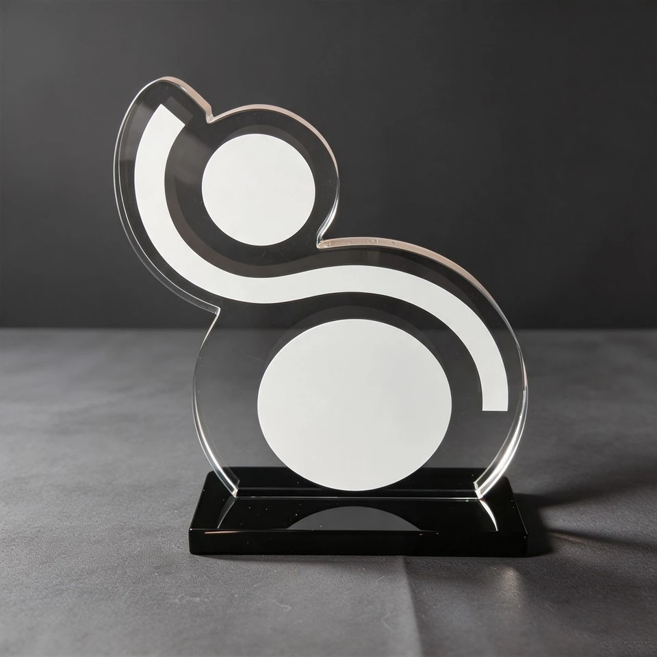 Artistic Curve Black Base Crystal Trophy high quality