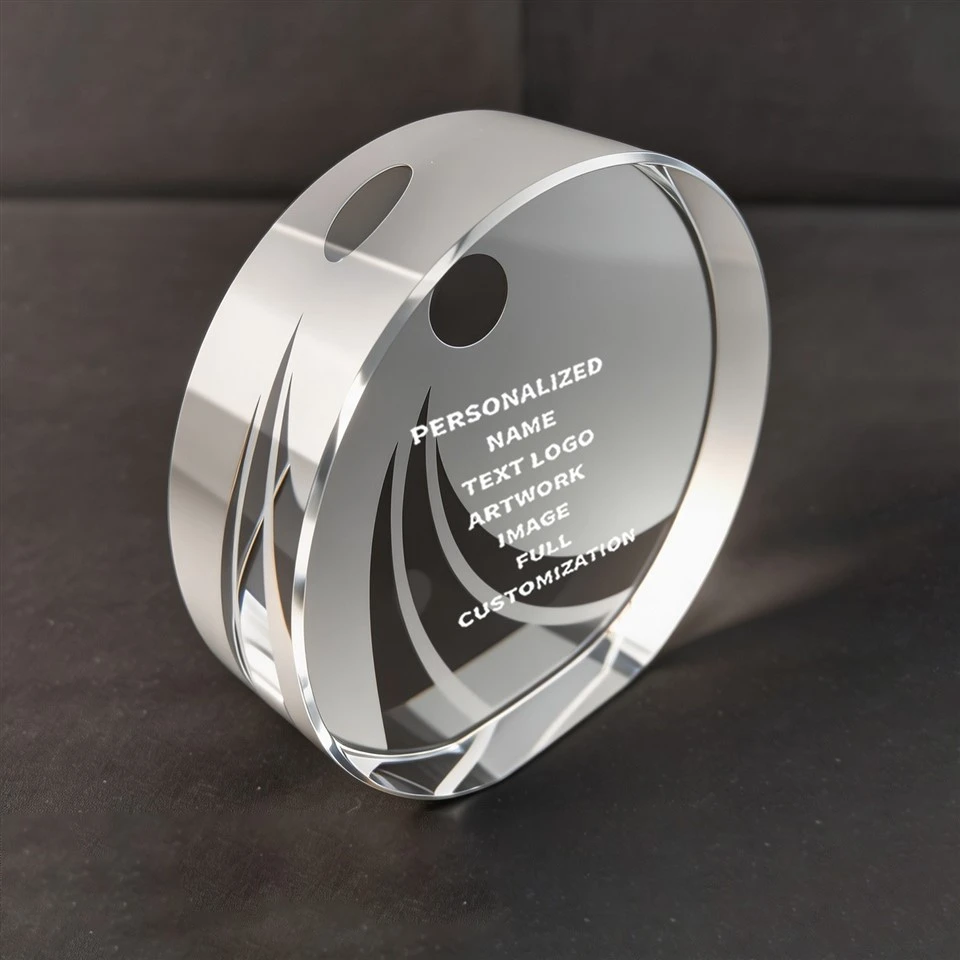 Clear Round Crystal Personalized Desk Trophy factory