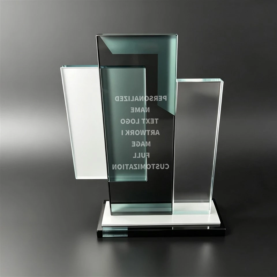Multi-Layer Turquoise Geometric Crystal Trophy high quality