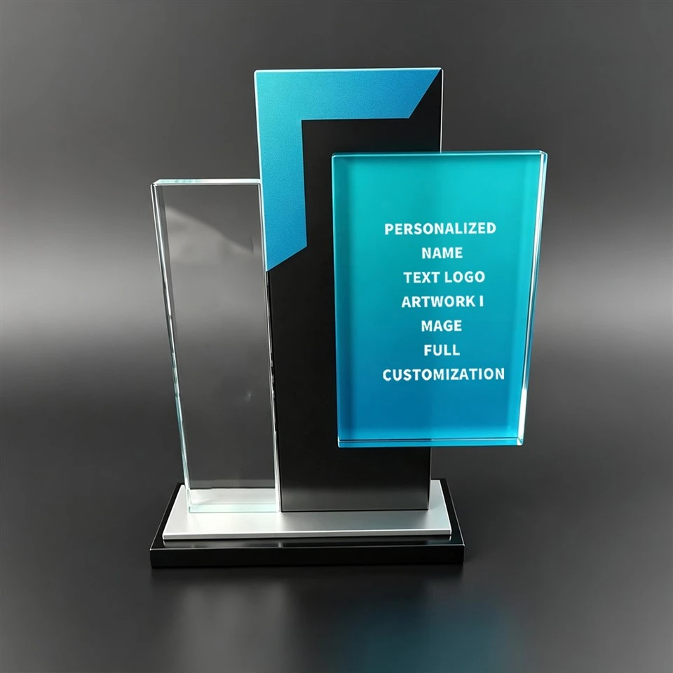 Multi-Layer Turquoise Geometric Crystal Trophy suppliers