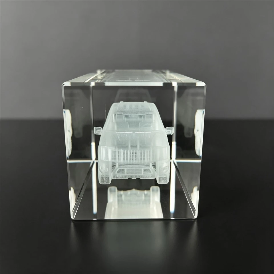 Pickup Truck 3D Laser Engraved Crystal Block factory