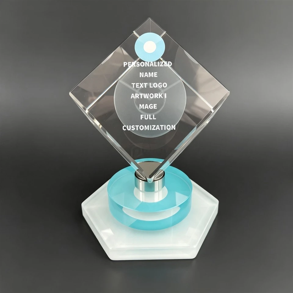 Rotatable Crystal Cube Hex Base Trophy suppliers
